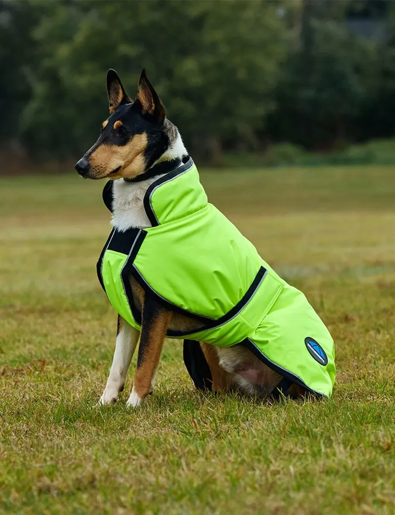 WeatherBeeta ComFiTec Reflective 300D Deluxe Showerproof Dog Coat - Yellow-1