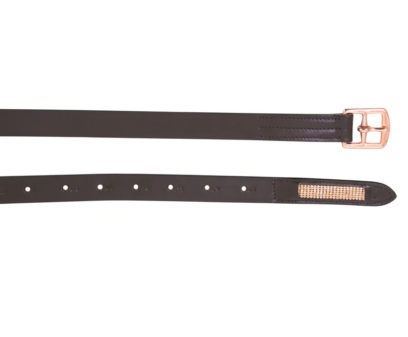 Hy Equestrian Rosciano Rose Gold Stirrup Leathers - Brown/Rose Gold