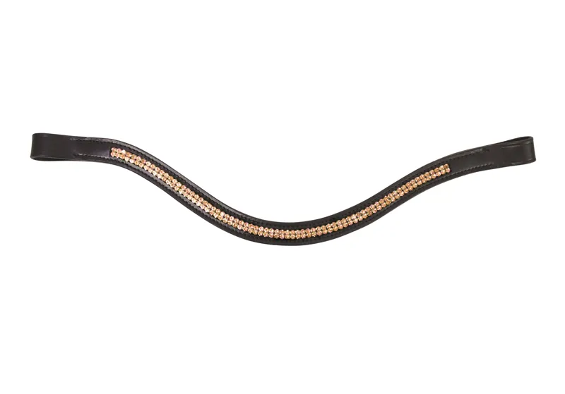 Hy Equestrian Rosciano Rose Gold Brow Band - Black/Rose Gold