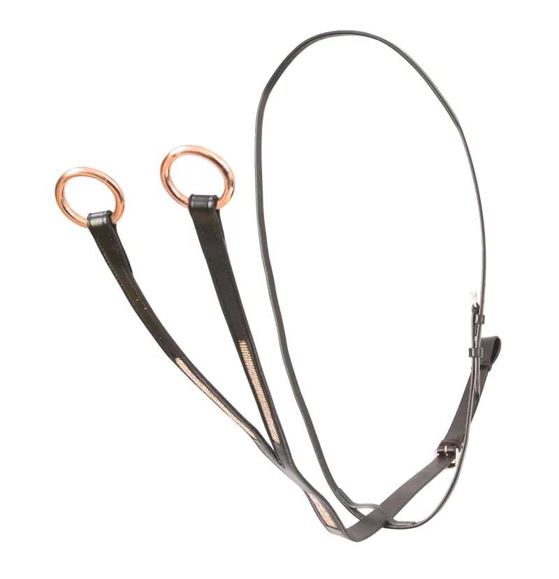 Hy Equestrian Rosciano Rose Gold Martingale - Black/Rose Gold