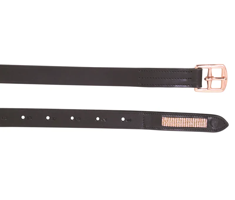 Hy Equestrian Rosciano Rose Gold Stirrup Leathers - Black/Rose Gold