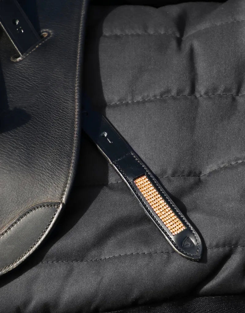 Hy Equestrian Rosciano Rose Gold Stirrup Leathers - Black/Rose Gold-1