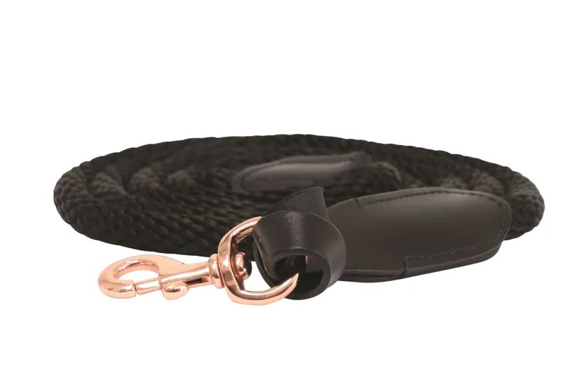 Hy Equestrian Rosciano Rose Gold Lead Rope - Black/Rose Gold-1