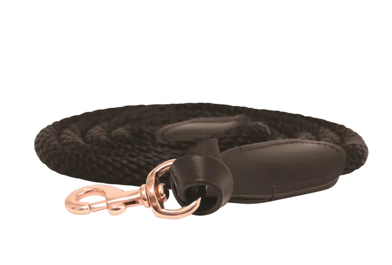 Hy Equestrian Rosciano Rose Gold Lead Rope - Brown/Rose Gold-1