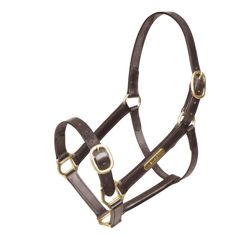 Shires Velociti GARA Fully Adjustable Leather Headcollar - Havana