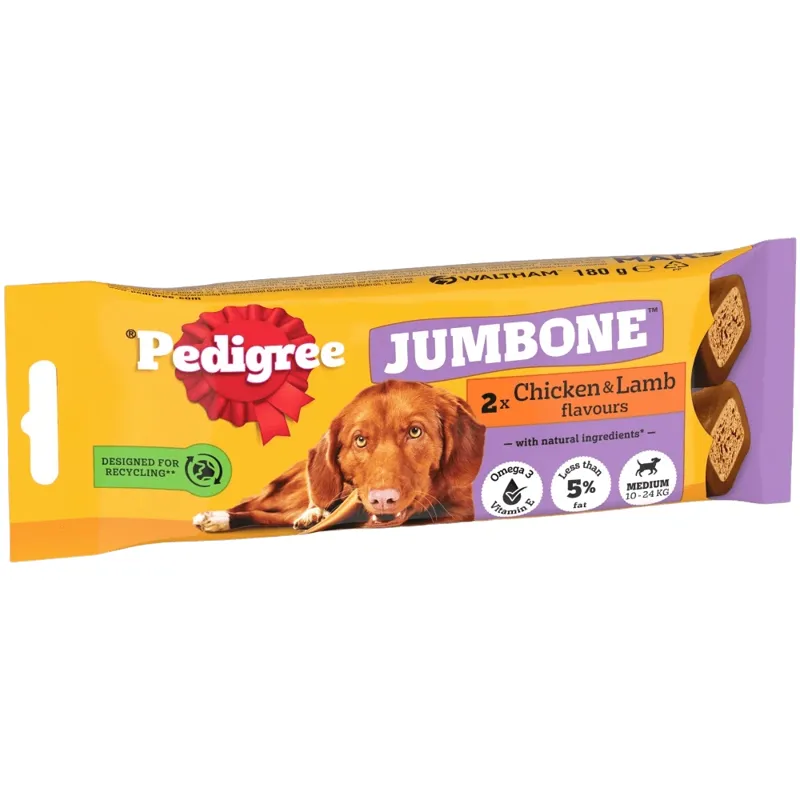 Pedigree Jumbone Med Chick and Lamb Dog Treats - 12 Packs of 2 Bones