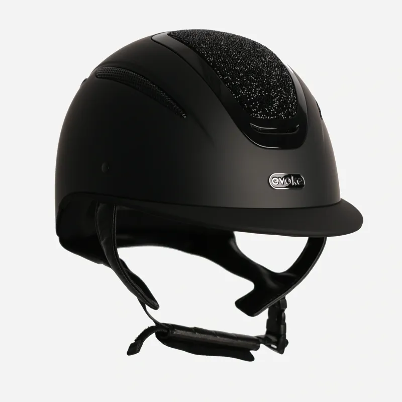 Evoke Elara Classic Peak Riding Hat - Black/Jet Black Crystal-3
