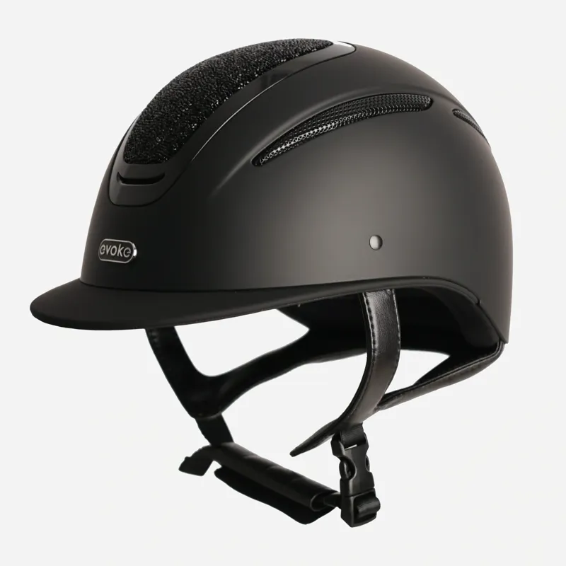 Evoke Elara Classic Peak Riding Hat - Black/Jet Black Crystal-1