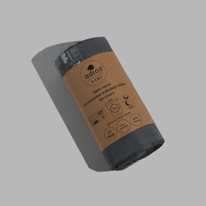 Adios Compostable Tie Handle 30L Bin Liners - Single Roll 20 Bags-2
