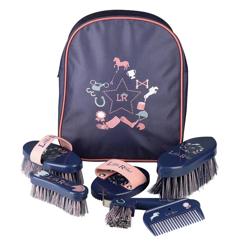 Pony Passion Complete Grooming Kit Rucksack By Little Rider - Navy/Blush
