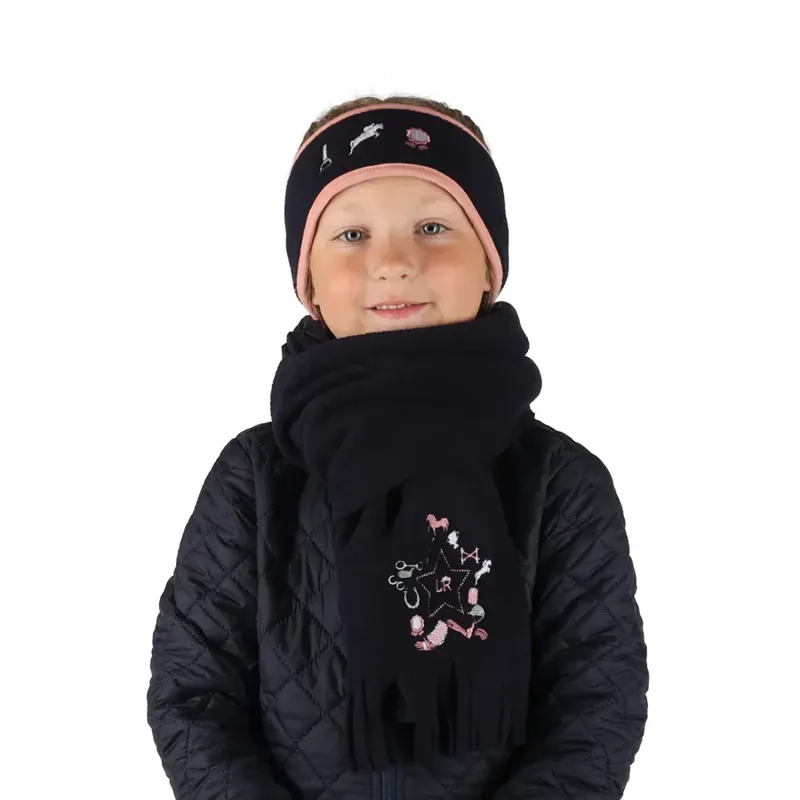 Pony Passion Headband and Scarf Set By Little Rider - Navy/Blush-1