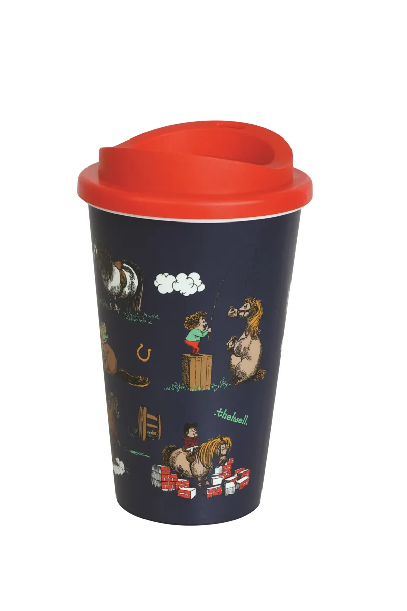 Hy Equestrian Thelwell Collection Practice Makes Perfect Take Away Cup - 350ml - Navy/Red-1