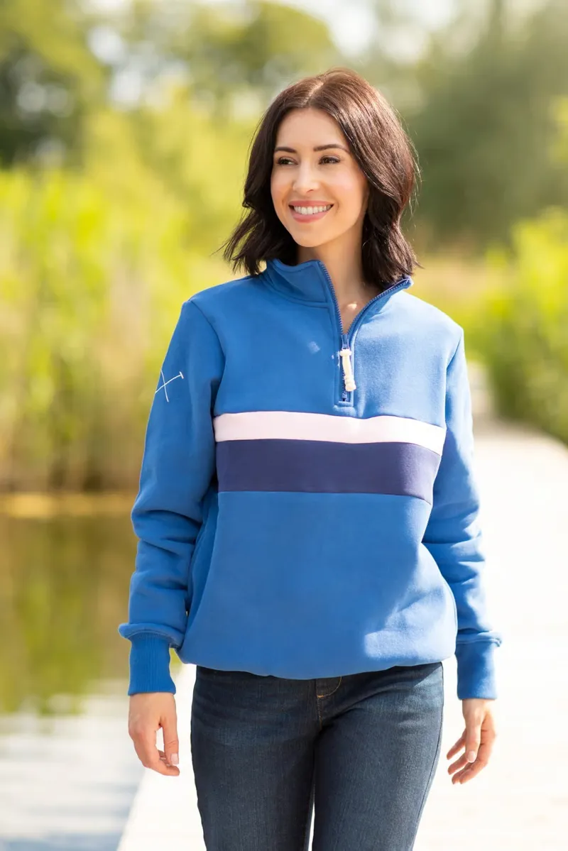 Rydale Ladies Bramham Stripe Sweatshirt - Blue/Navy-2