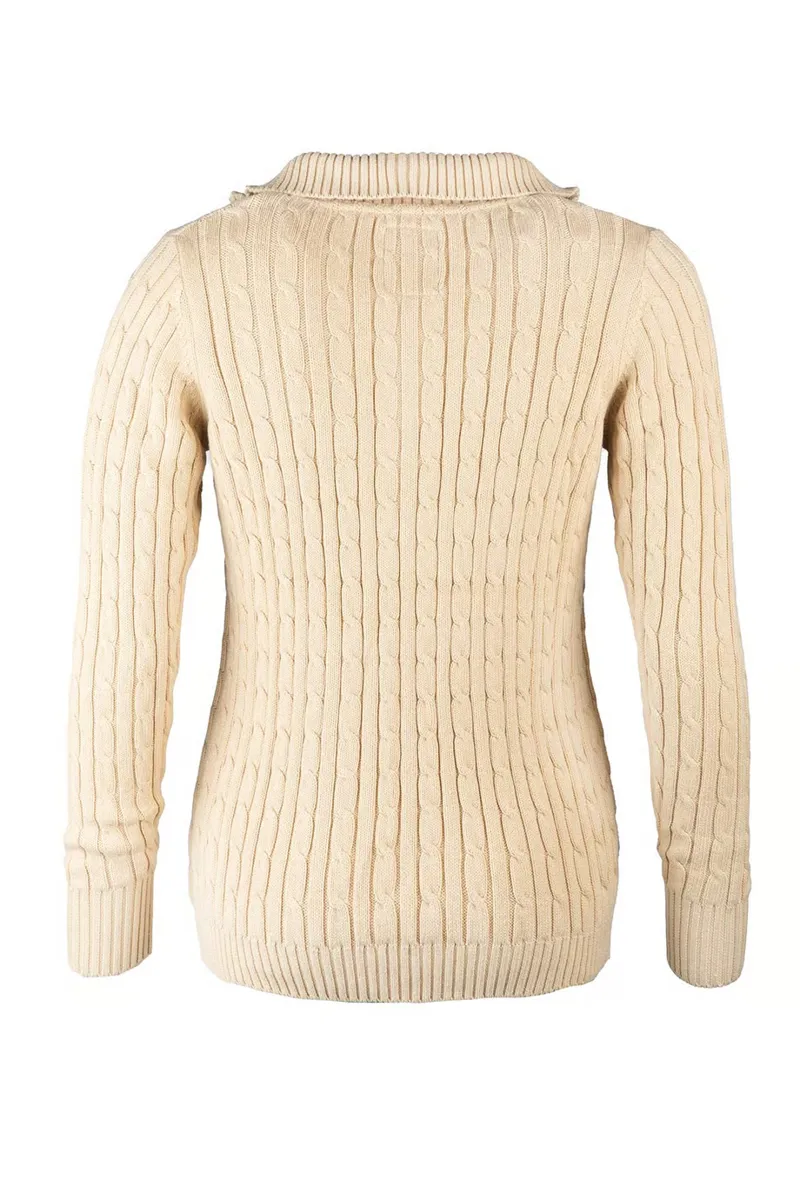 Rydale Ladies Emma Quarter Zip Cable Knit Jumper - Beige-1