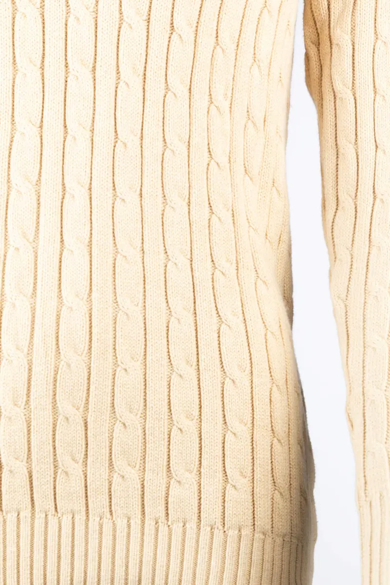 Rydale Ladies Emma Quarter Zip Cable Knit Jumper - Beige-3