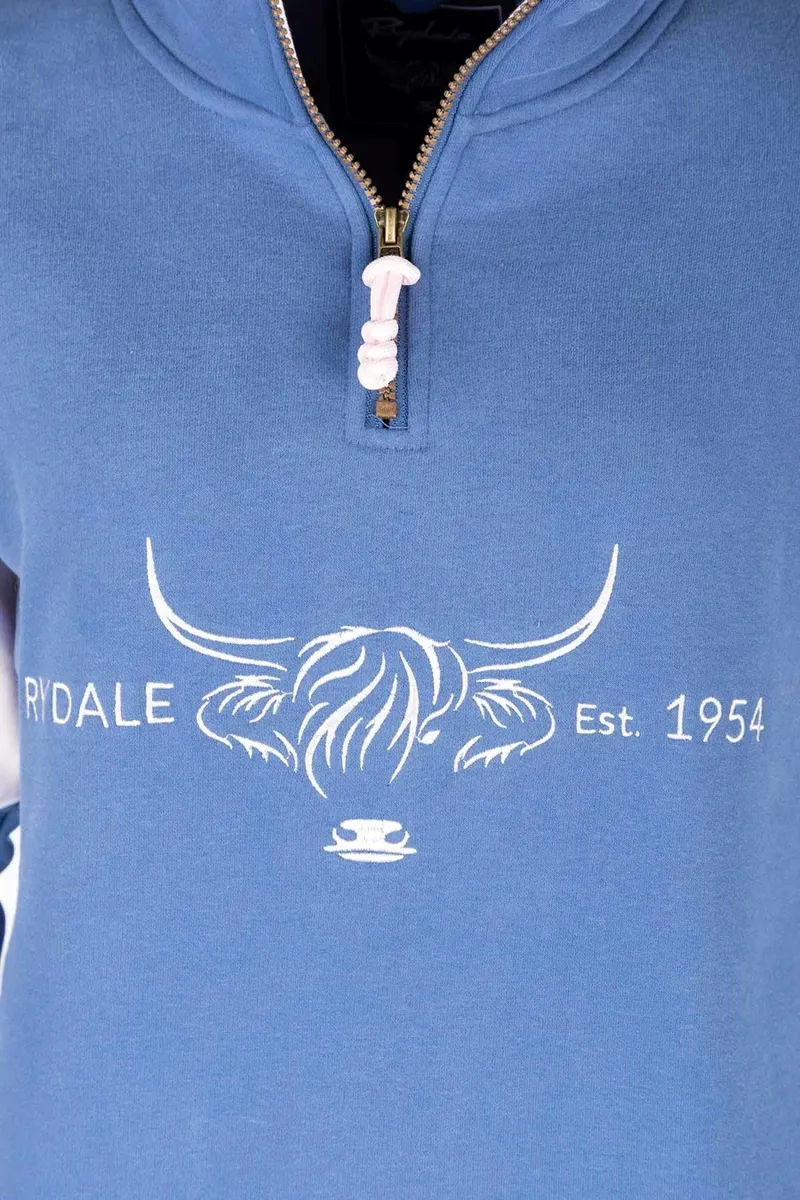 Rydale Ladies Byland Highland Cow Sweatshirt - Mid Blue/Pale Blue-3