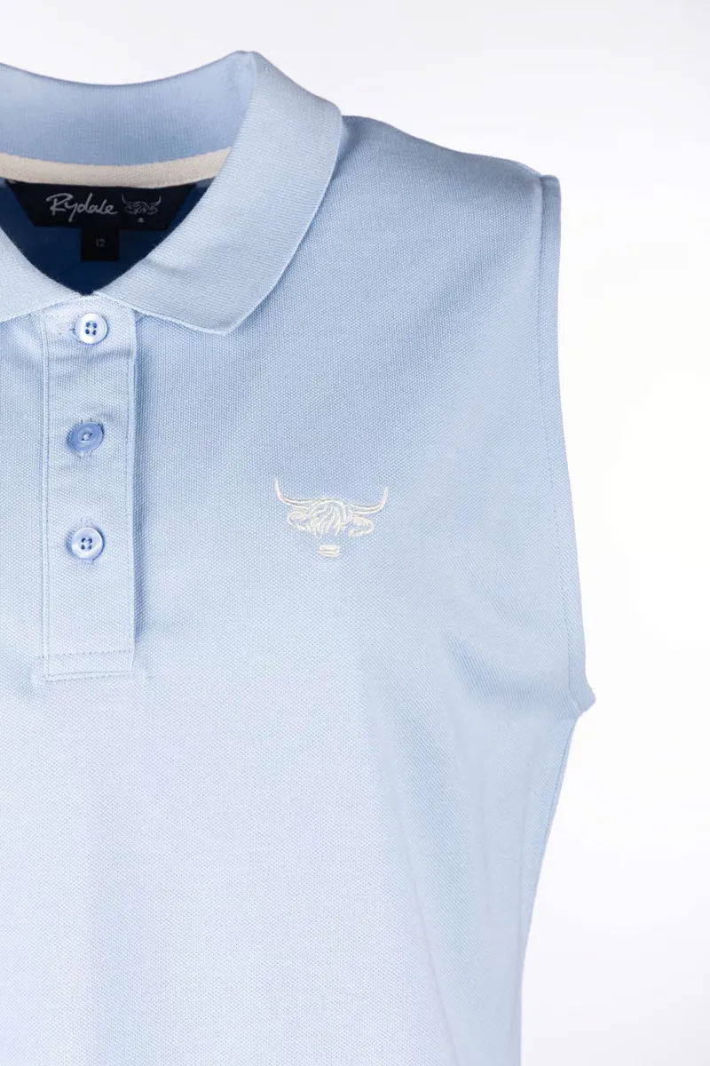Rydale Ladies Kirby Sleeveless Polo Shirt - Soft Blue-2