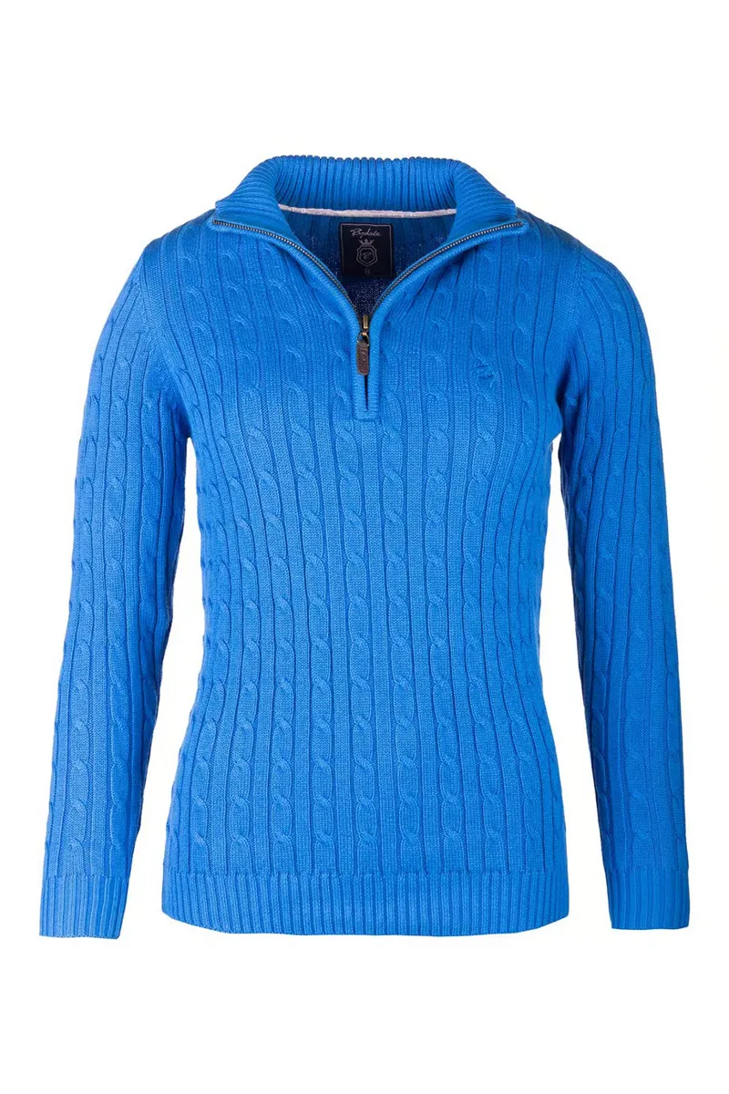 Rydale Ladies Emma Quarter Zip Cable Knit Jumper - Colbalt