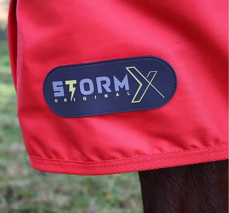StormX Original 0g Turnout Rug - Thelwell Collection Practice Makes Perfect - Navy/Red-3