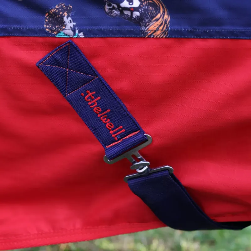 StormX Original 0g Turnout Rug - Thelwell Collection Practice Makes Perfect - Navy/Red-2