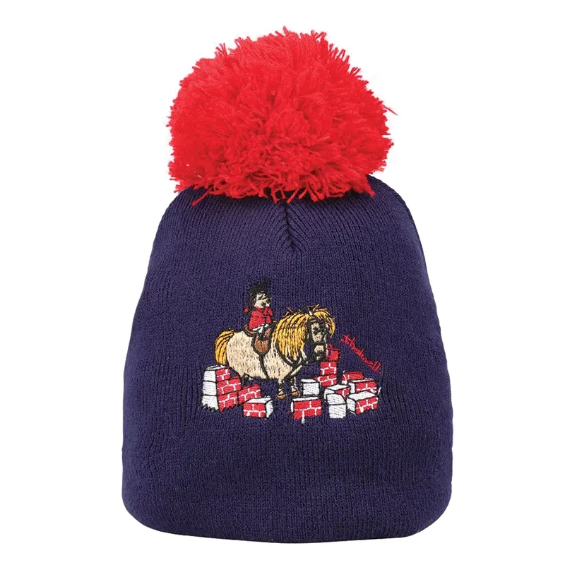 Hy Equestrian Thelwell Collection Practice Makes Perfect Bobble Hat - Navy/Red