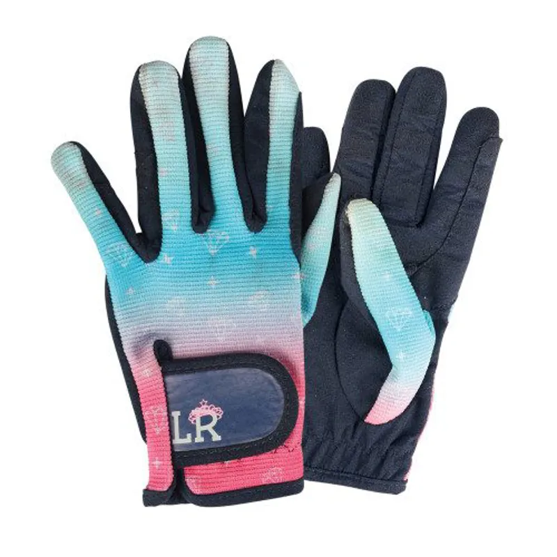 Dazzling Diamond Children's Riding Gloves by Little Rider - Teal/Pink