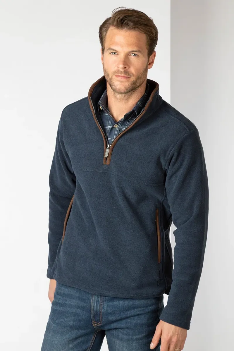 Rydale Huggate Men's Overhead Fleece - Marl Navy-2