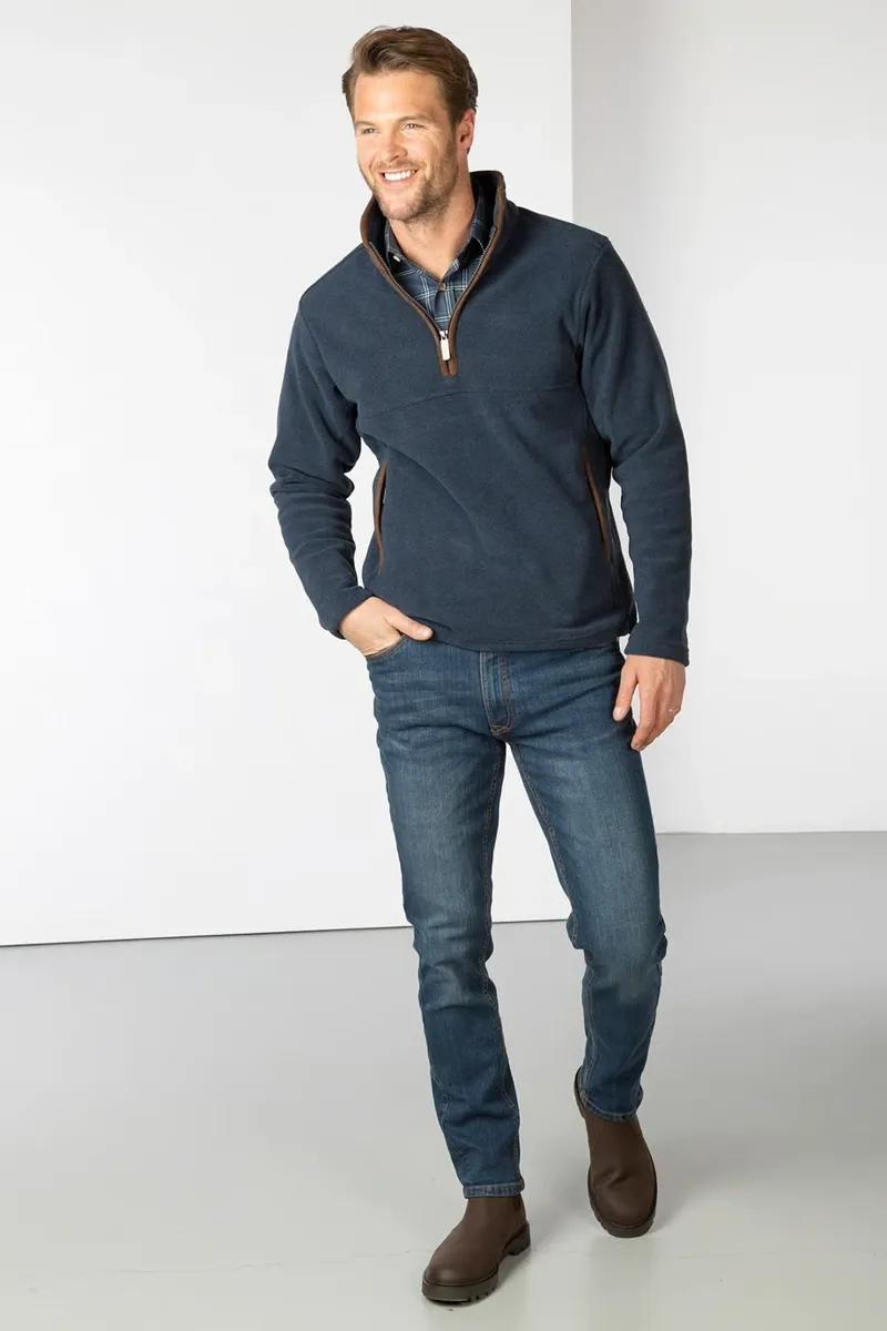 Rydale Huggate Men's Overhead Fleece - Marl Navy-4