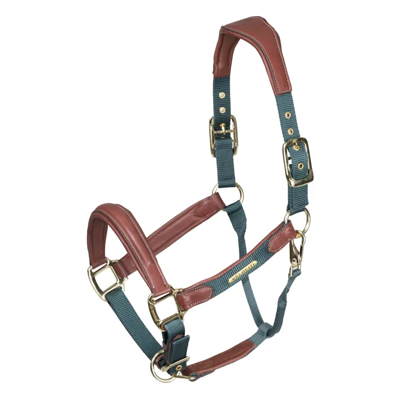 Shires Velociti Lusso Padded Leather Headcollar - Green