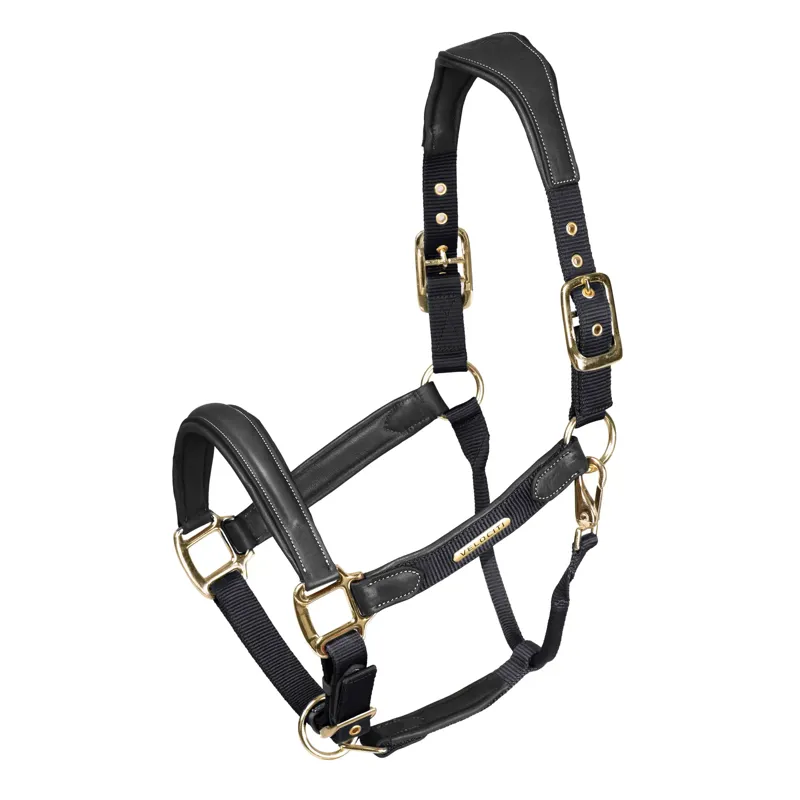 Shires Velociti Lusso Padded Leather Headcollar - Black - Pony