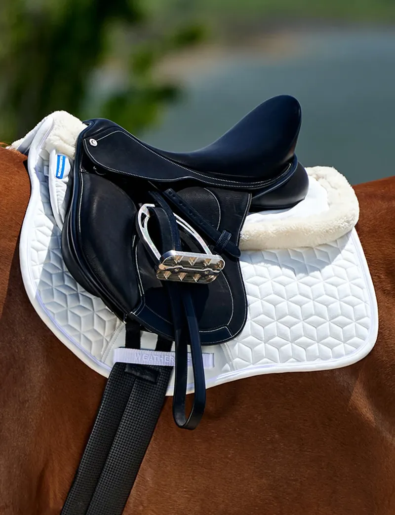 WeatherBeeta Memory Foam Comfort Fleece Edged Half Pad - White/White-4