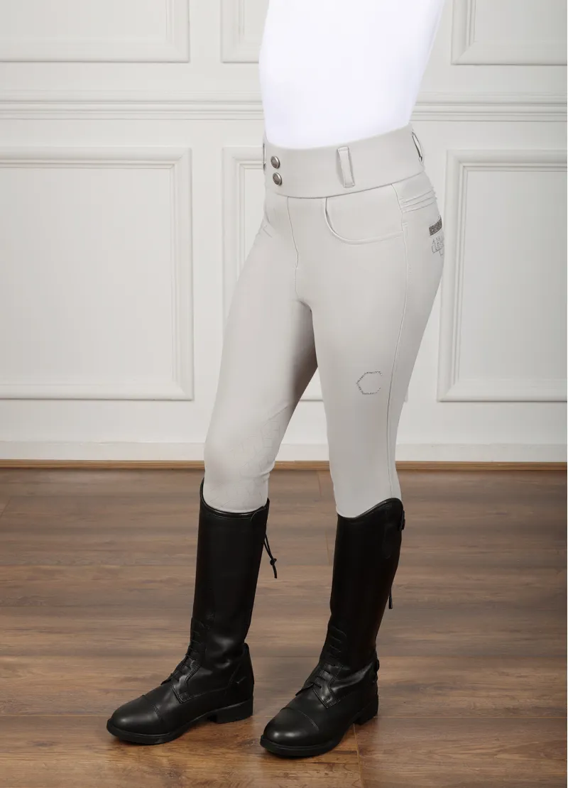 Coldstream Next Generation Ledmore Diamante Riding Tights - Pearl Grey