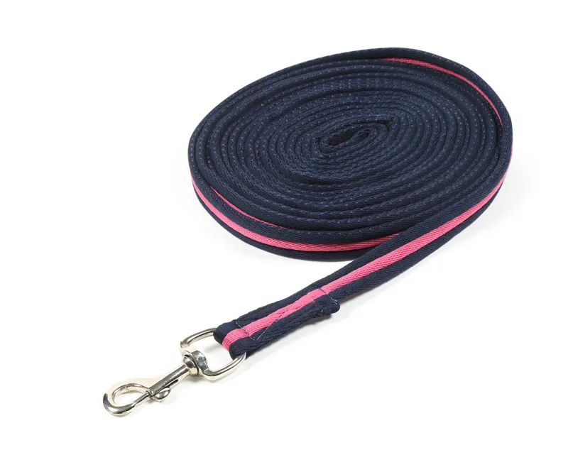 Shires Cushion Web Lunge Line - Navy/Pink