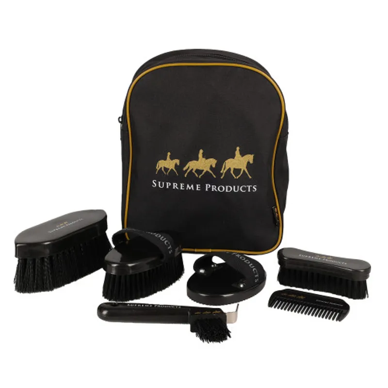 Supreme Products Pampered Pony Complete Grooming Rucksack - Black/Gold