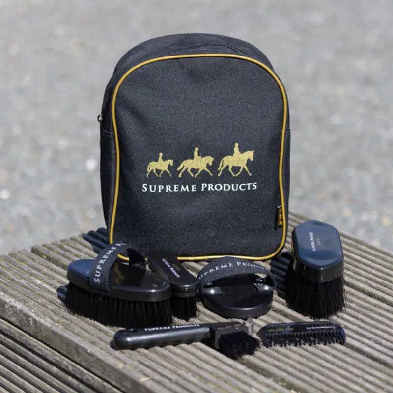 Supreme Products Pampered Pony Complete Grooming Rucksack - Black/Gold-1