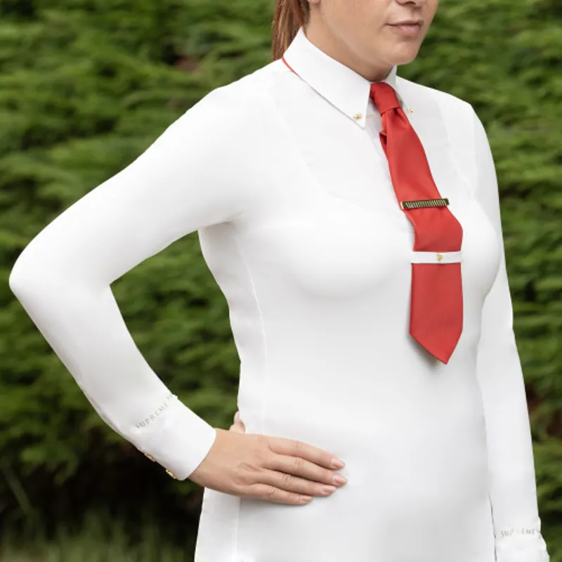 Supreme Products Long Sleeve Champion Junior Show Rider Competition Shirt with Button - Cream/Cream