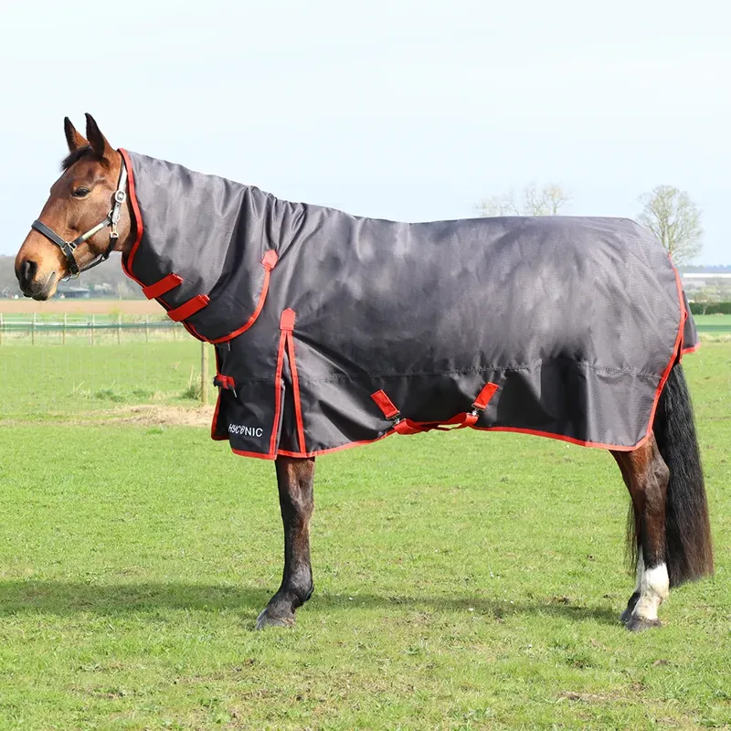 HYCONIC 200g Combi Turnout Rug - Charcoal/Red