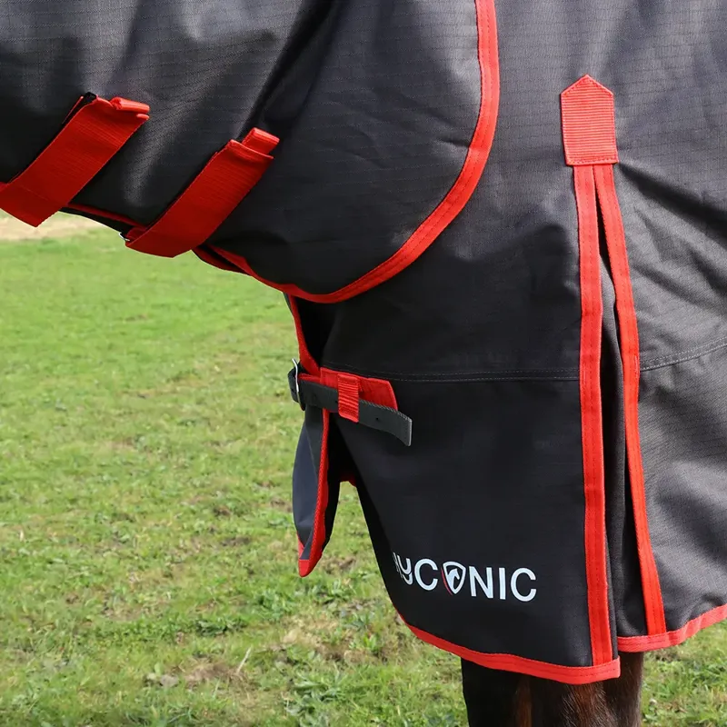 HYCONIC 200g Combi Turnout Rug - Charcoal/Red-3