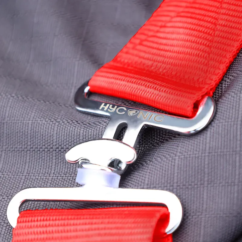 HYCONIC 200g Combi Turnout Rug - Charcoal/Red-2