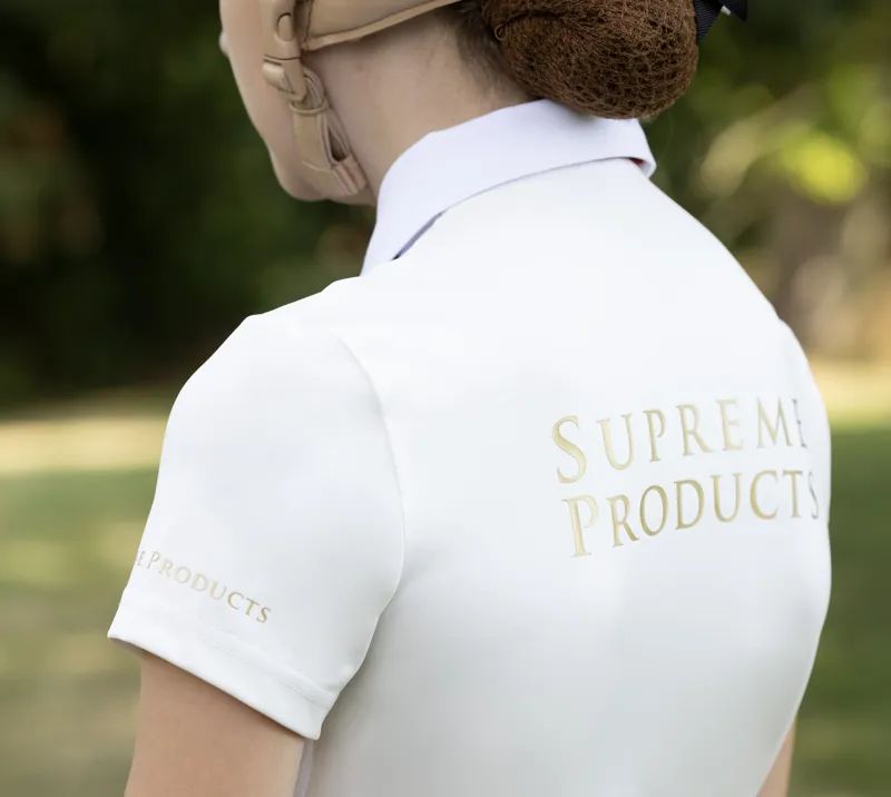 Supreme Products Short Sleeve Champion Junior Show Rider Competition Shirt with Button - Cream-1