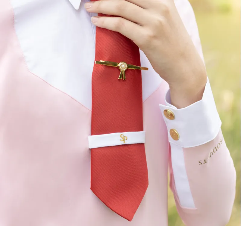 Supreme Products Long Sleeve Champion Junior Show Rider Competition Shirt with Zip - Pink/White-1