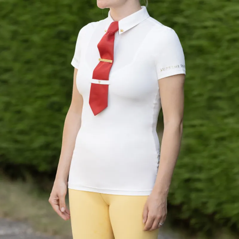 Supreme Products Short Sleeve Champion Show Rider Competition Shirt with Zip - Cream