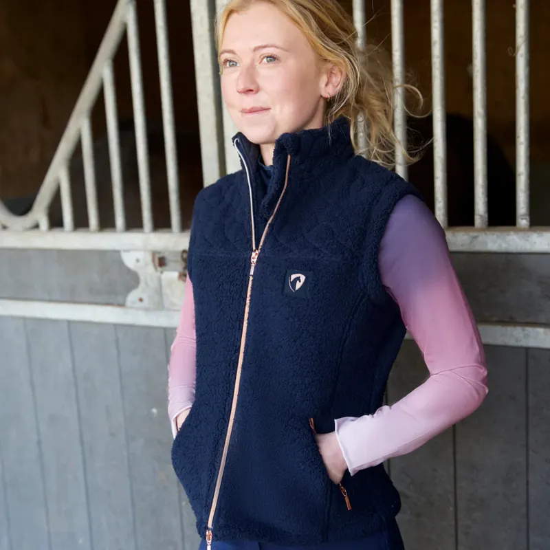 Hy Equestrian Elevate Country Teddy Fleece Gilet - Navy-2