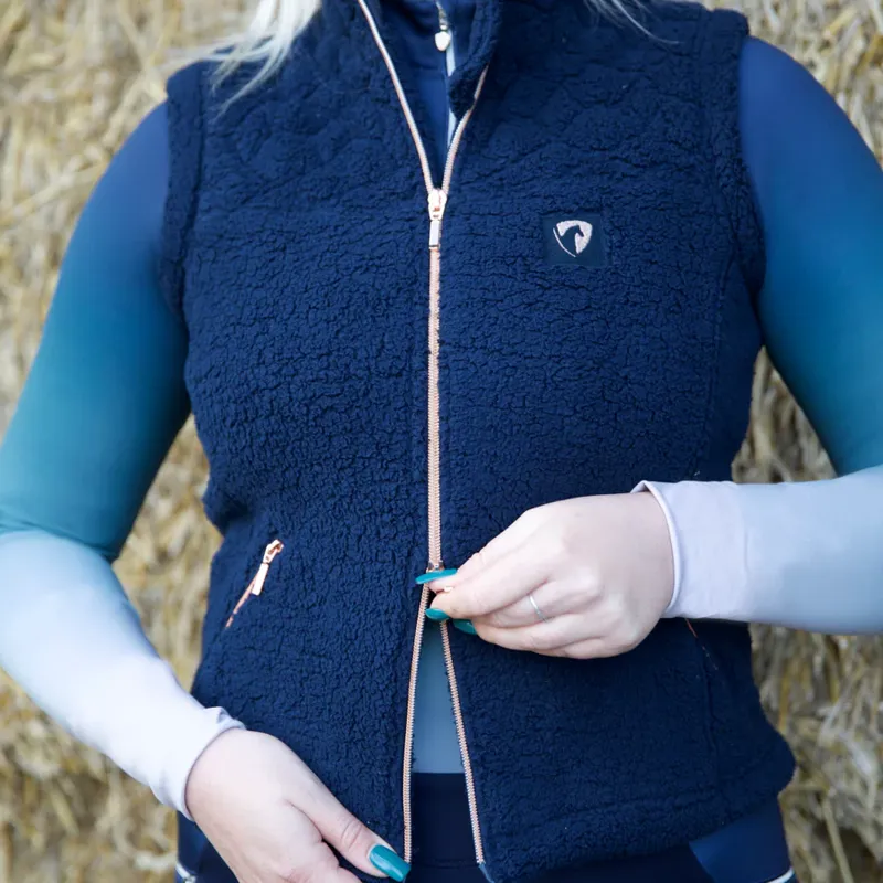 Hy Equestrian Elevate Country Teddy Fleece Gilet - Navy-3