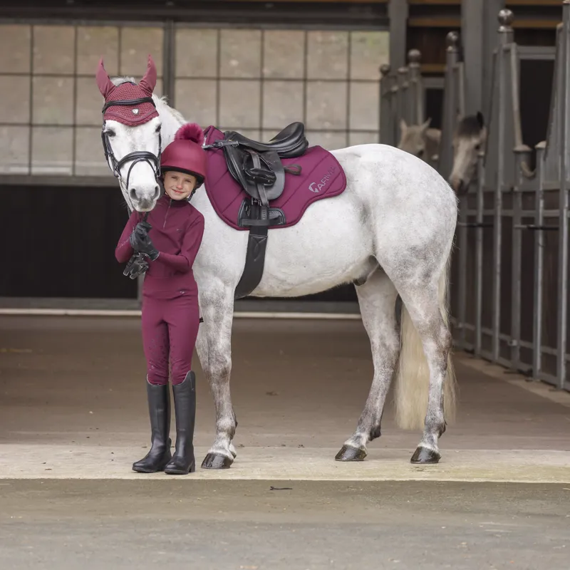 Shires Aubrion Eltar Children's Base Layer - Black Cherry-2