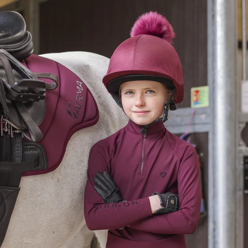 Shires Aubrion Eltar Children's Base Layer - Black Cherry-1