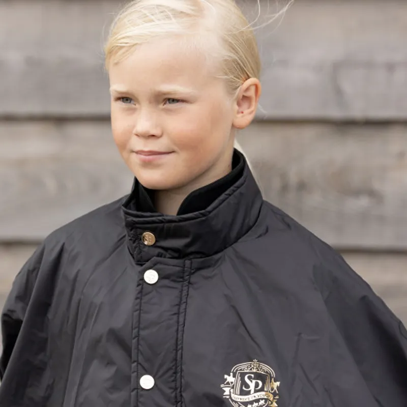 Supreme Products Active Show Junior Rider Rain Cape - Black/Gold-2