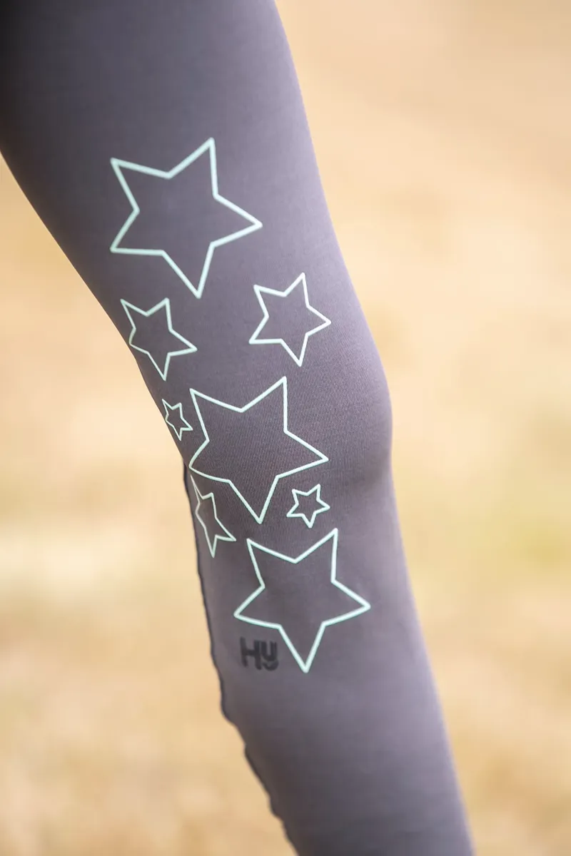 Hy Equestrian Stella Children's Riding Tights - Charcoal/Mint-1