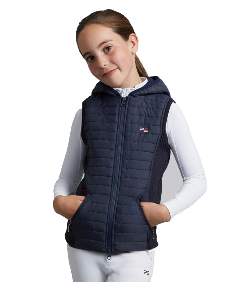 Premier Equine Girl's Mini Lamera Hybrid Riding Gilet - Navy