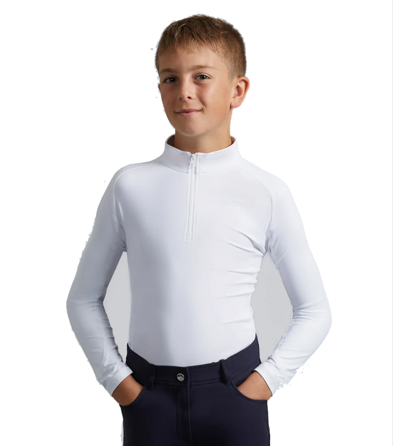 Premier Equine Junior Ombretta Technical Riding Top - White